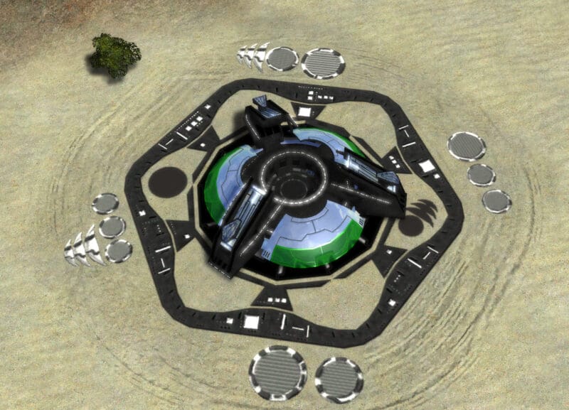 Strategický raketomet Apocalypse, obranná budova Aeon Tech 3 ve vrchním veliteli.