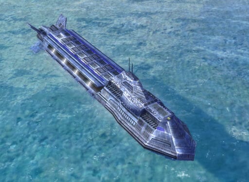 La portaerei sommergibile Atlantis, unità sperimentale UEF in Supreme Commander.