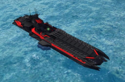 El portaaviones Command Class, unidad naval Cybran Tech 3 en Supreme Commander.