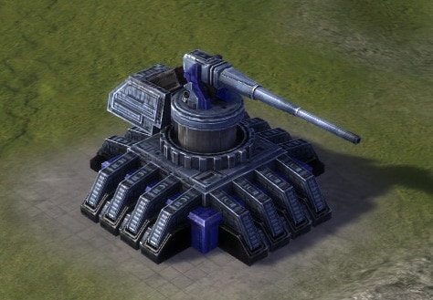 Instalace Duke Heavy Artillery, obranná budova UEF Tech 3 v Supreme Commander.