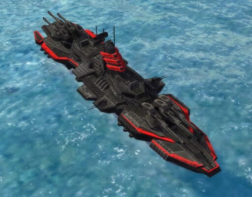 El acorazado Galaxy Class, unidad naval Cybran Tech 3 en Supreme Commander.