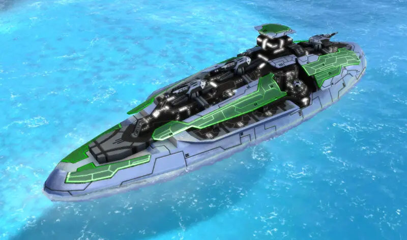 The Omen Class Battleship, Aeon Tech 3 Naval Unit in Supreme Commander.