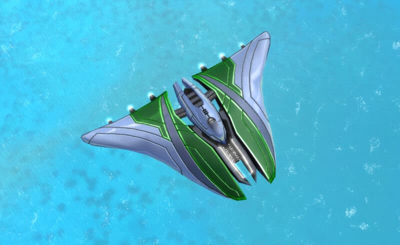 Strategický bombardér Shocker, letecká jednotka Aeon Tech 3 ve vrchním veliteli.