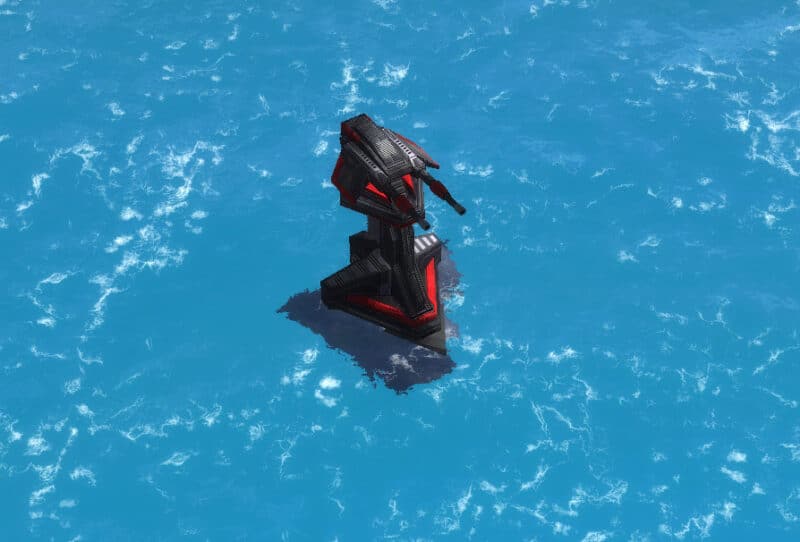 Die amphibische Version des Tracer Anti-Air Turret, Cybran Tech 1 Defensive Building im Supreme Commander.