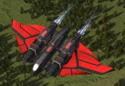 Le bombardier d'attaque Zeus, unité aérienne Cybran Tech 1 dans Supreme Commander.